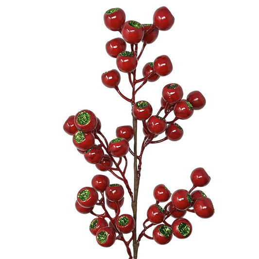 Glittered Center Pod Berry Spray 24" - Red/Green | KS