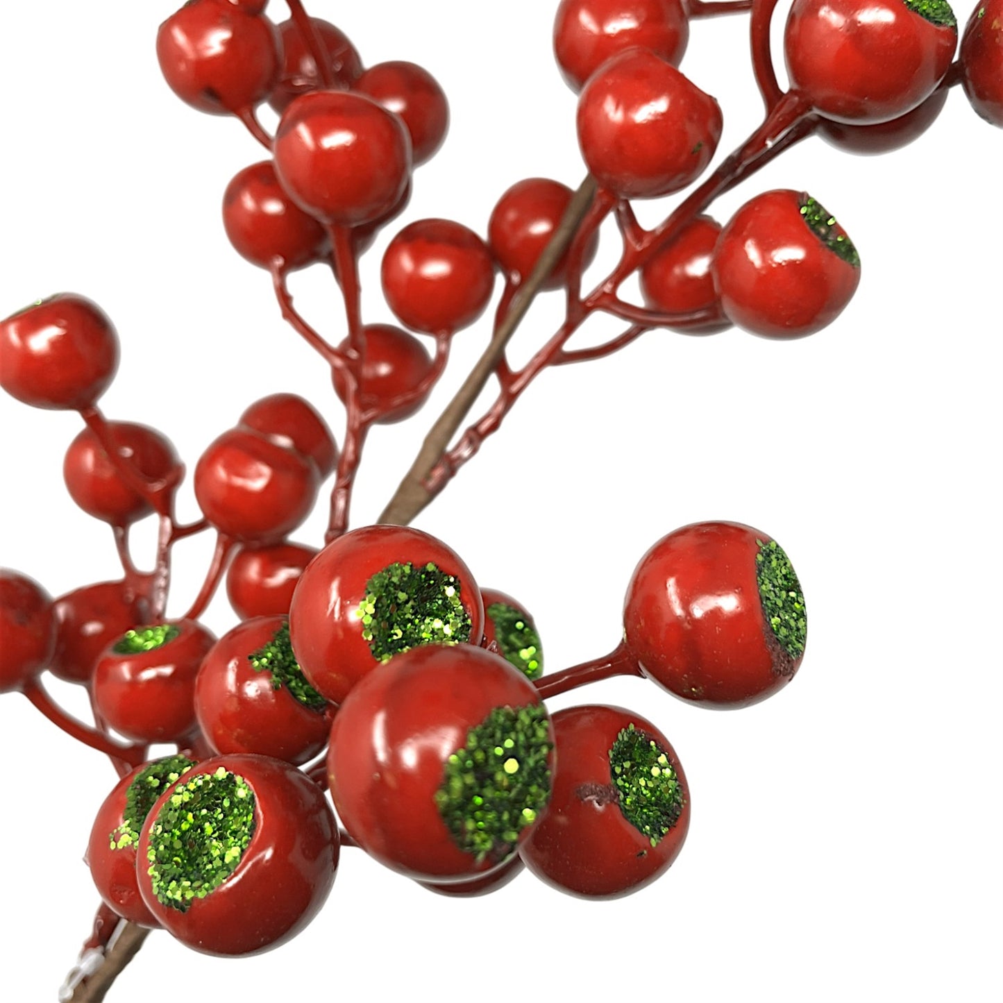 Glittered Center Pod Berry Spray 24" - Red/Green | KS