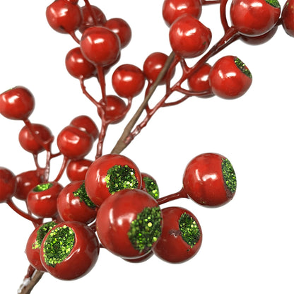 Glittered Center Pod Berry Spray 24" - Red/Green | KS