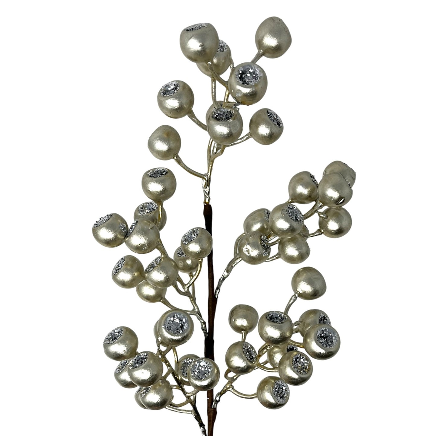 Metallic Glittered Pod Berry Spray 24" - Champagne | KS