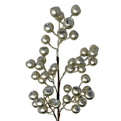 Metallic Glittered Pod Berry Spray 24" - Champagne | KS