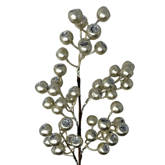 Metallic Glittered Pod Berry Spray 24" - Champagne | KS