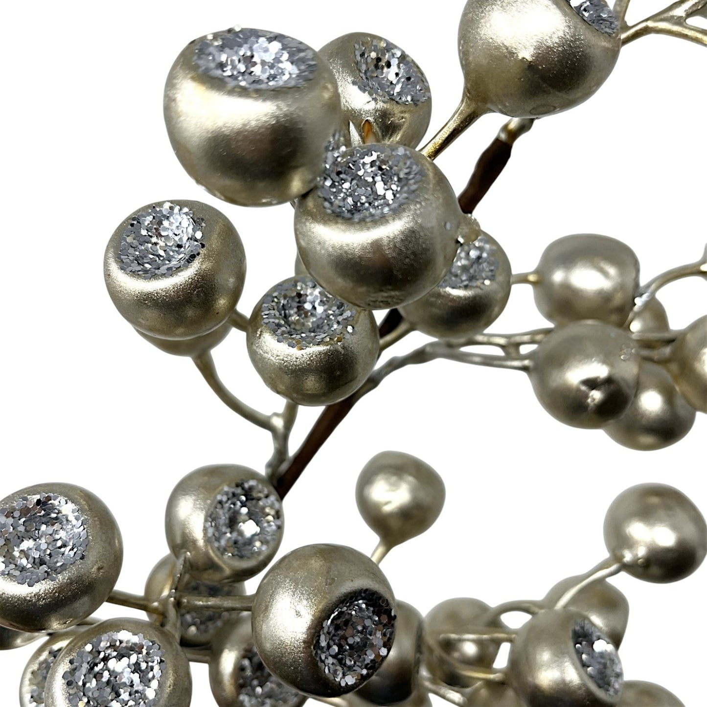 Metallic Glittered Pod Berry Spray 24" - Champagne | KS