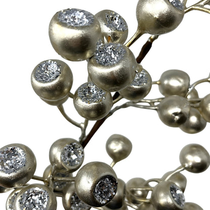Metallic Glittered Pod Berry Spray 24" - Champagne | KS