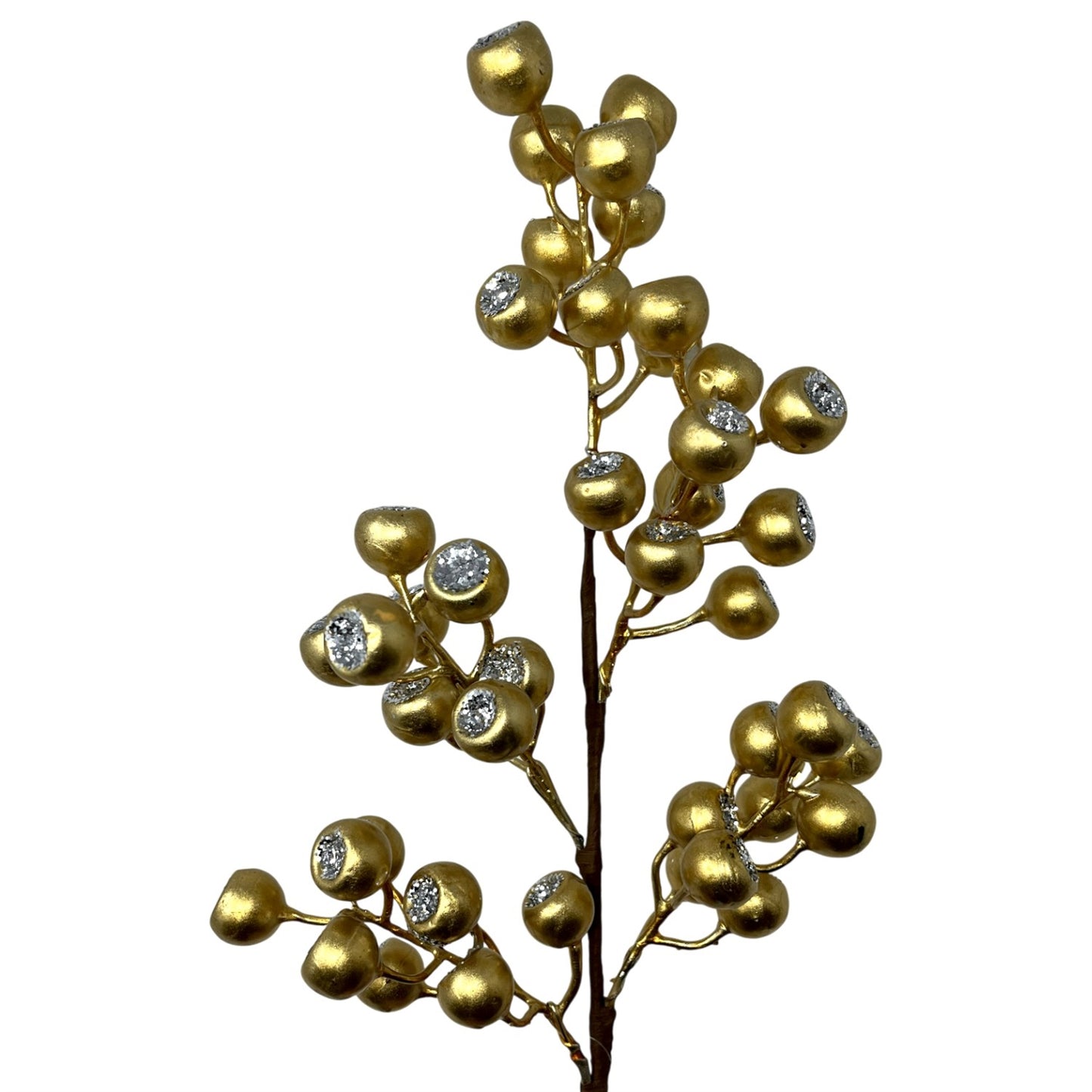 Metallic Glittered Pod Berry Spray 24" - Gold | KS