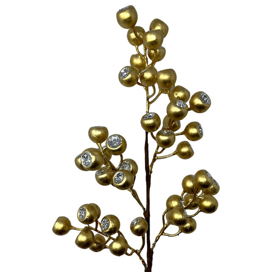 Metallic Glittered Pod Berry Spray 24" - Gold | KS