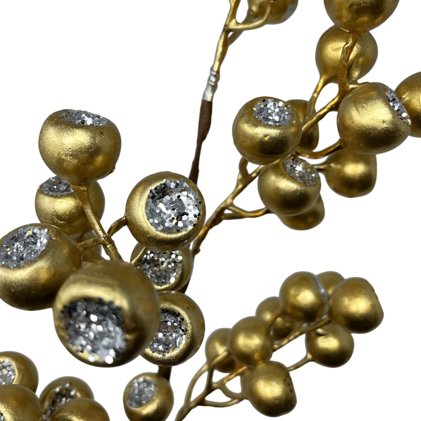 Metallic Glittered Pod Berry Spray 24" - Gold | KS