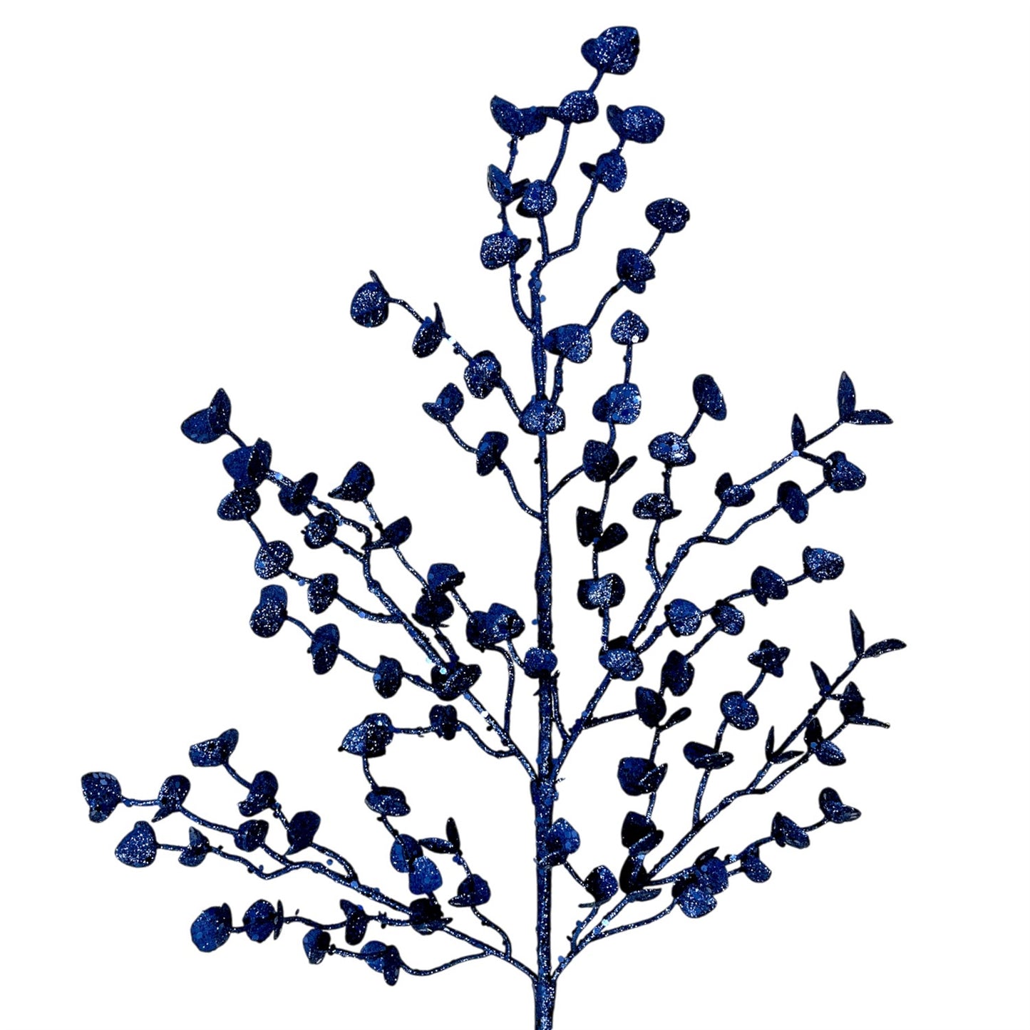 Glittered Button Leaf Spray - 26" - Dark Blue