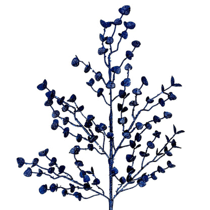 Glittered Button Leaf Spray - 26" - Dark Blue