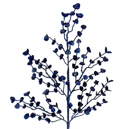 Glittered Button Leaf Spray - 26" - Dark Blue