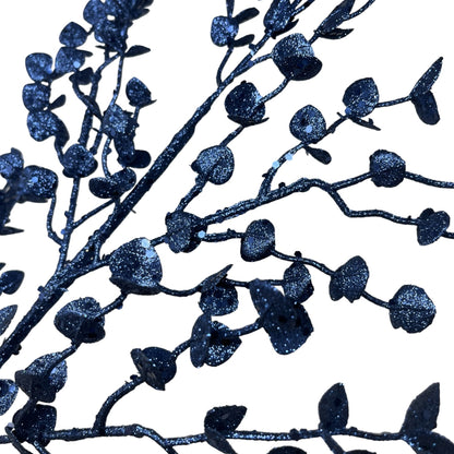 Glittered Button Leaf Spray - 26" - Dark Blue
