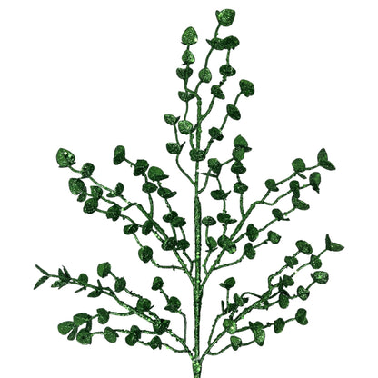 Glittered Button Leaf Spray - 26" - Green