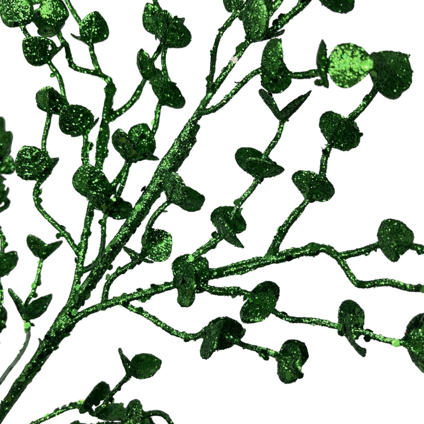 Glittered Button Leaf Spray - 26" - Green