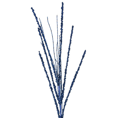 Glitter Bead berry/Metallic Twist Spray 33" - Dark Blue
