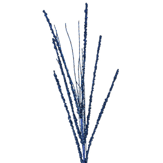 Glitter Bead berry/Metallic Twist Spray 33" - Dark Blue