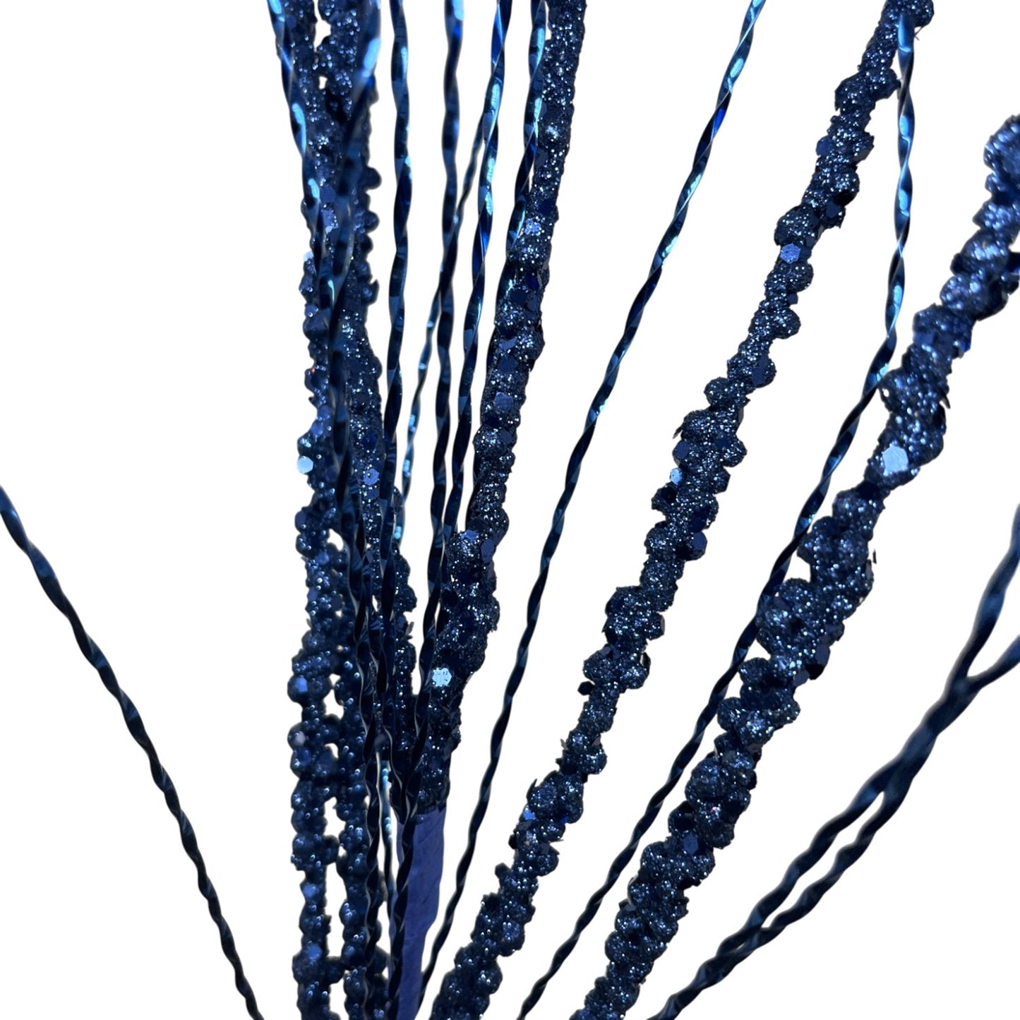 Glitter Bead berry/Metallic Twist Spray 33" - Dark Blue