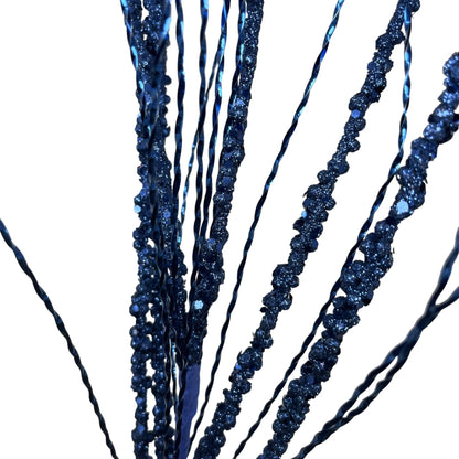 Glitter Bead berry/Metallic Twist Spray 33" - Dark Blue