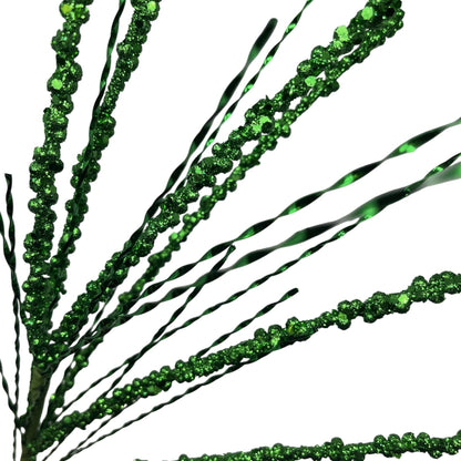 Glitter Bead berry/Metallic Twist Spray 33" - Green