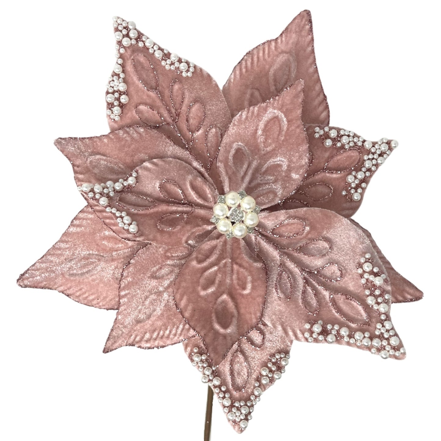 Pearl Jeweled center Light Pink Poinsettia 9" Dia 17" h