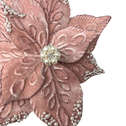 Pearl Jeweled center Light Pink Poinsettia 9" Dia 17" h