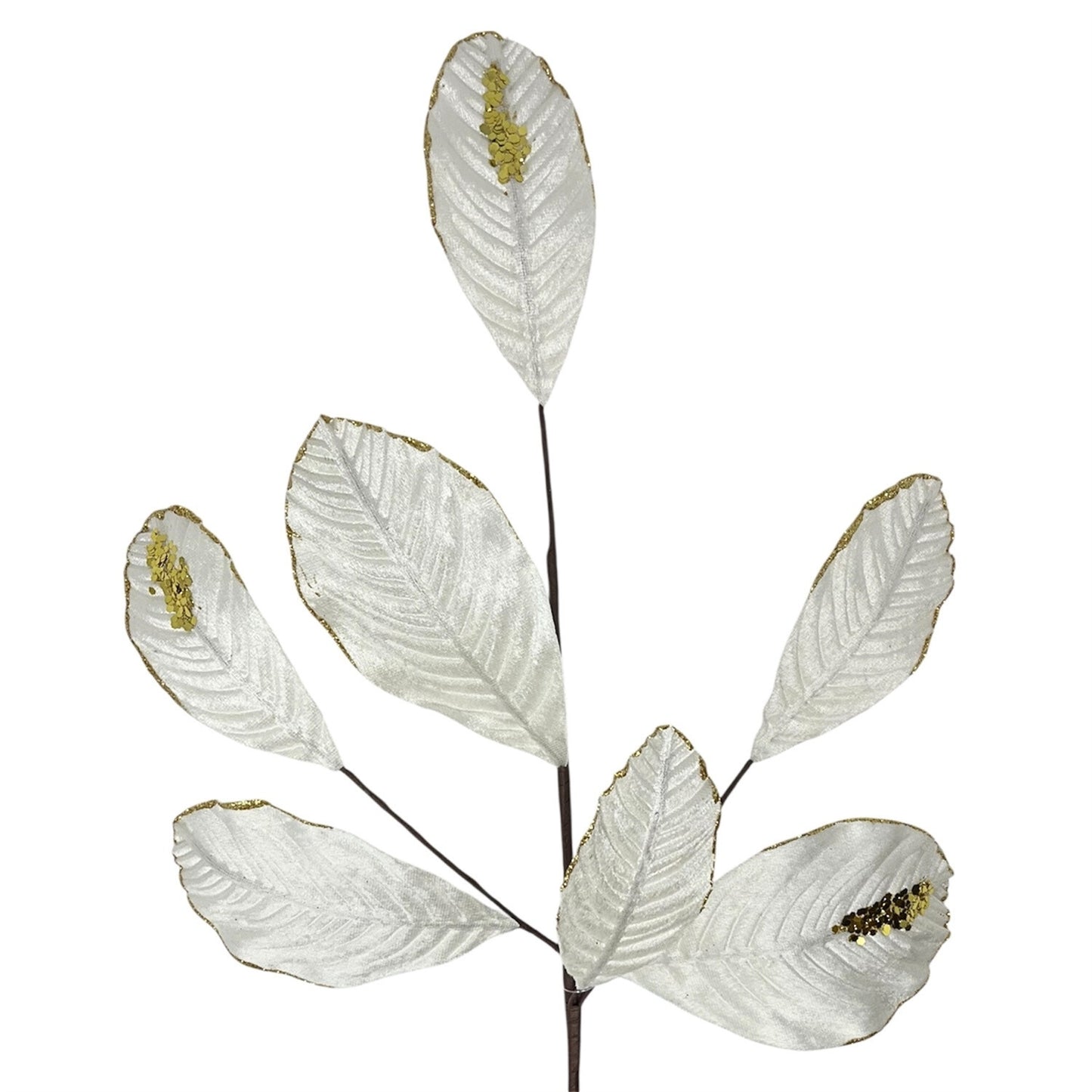 Velvet Magnolia Leaf w/ Sequins 26" - Cream/Gold | DB