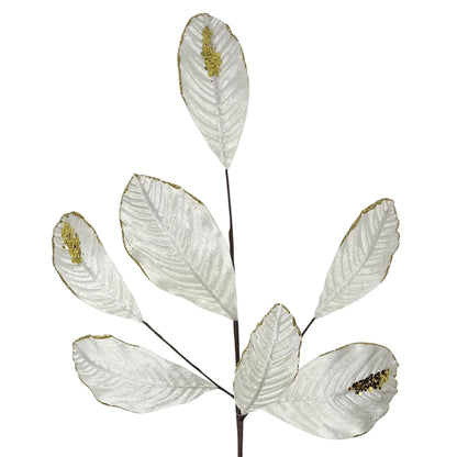 Velvet Magnolia Leaf w/ Sequins 26" - Cream/Gold | DB