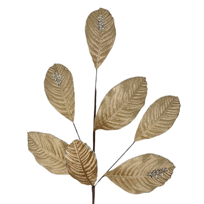 Velvet Magnolia Leaf w/ Sequins 26" - Chestnut | DB