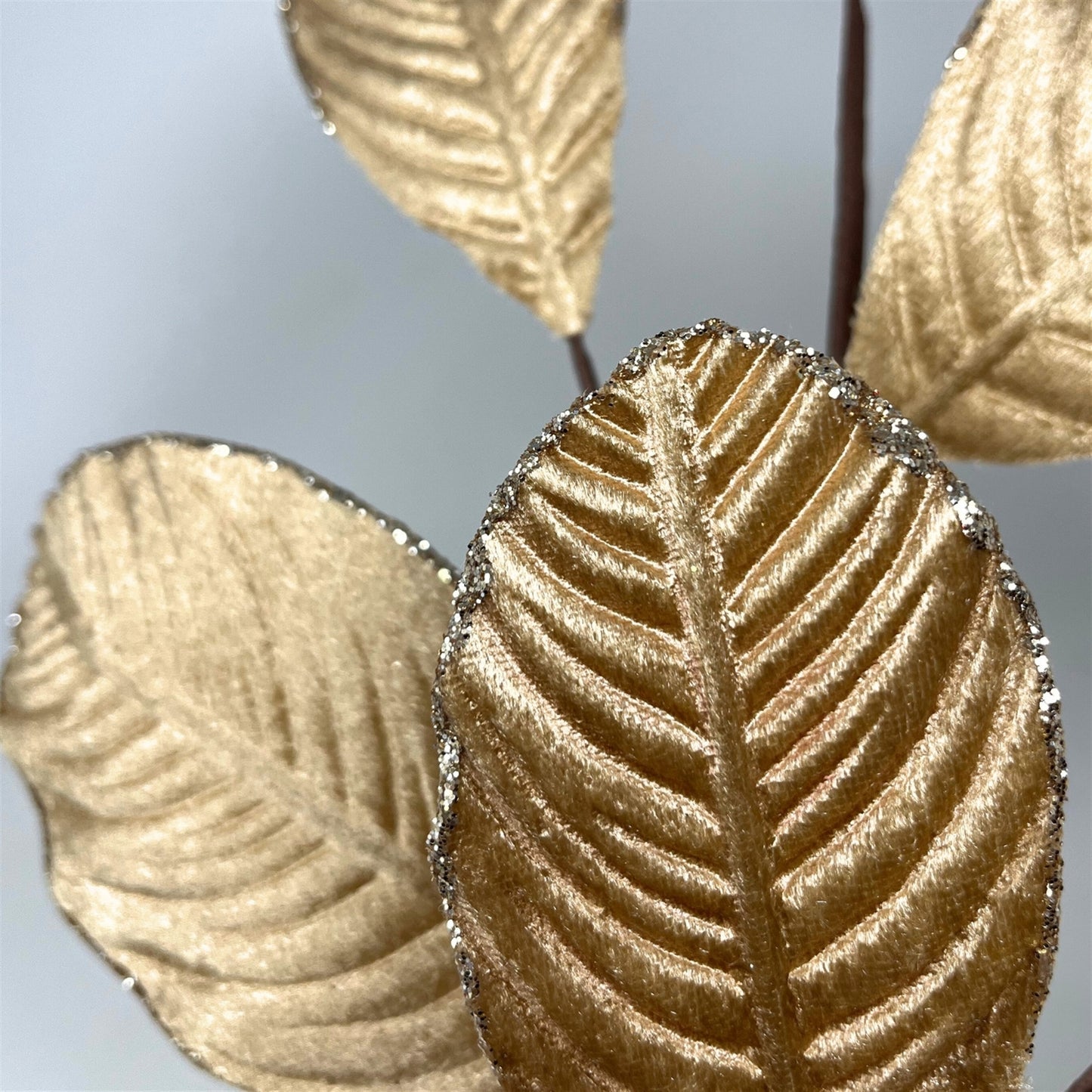Velvet Magnolia Leaf w/ Sequins 26" - Chestnut | DB