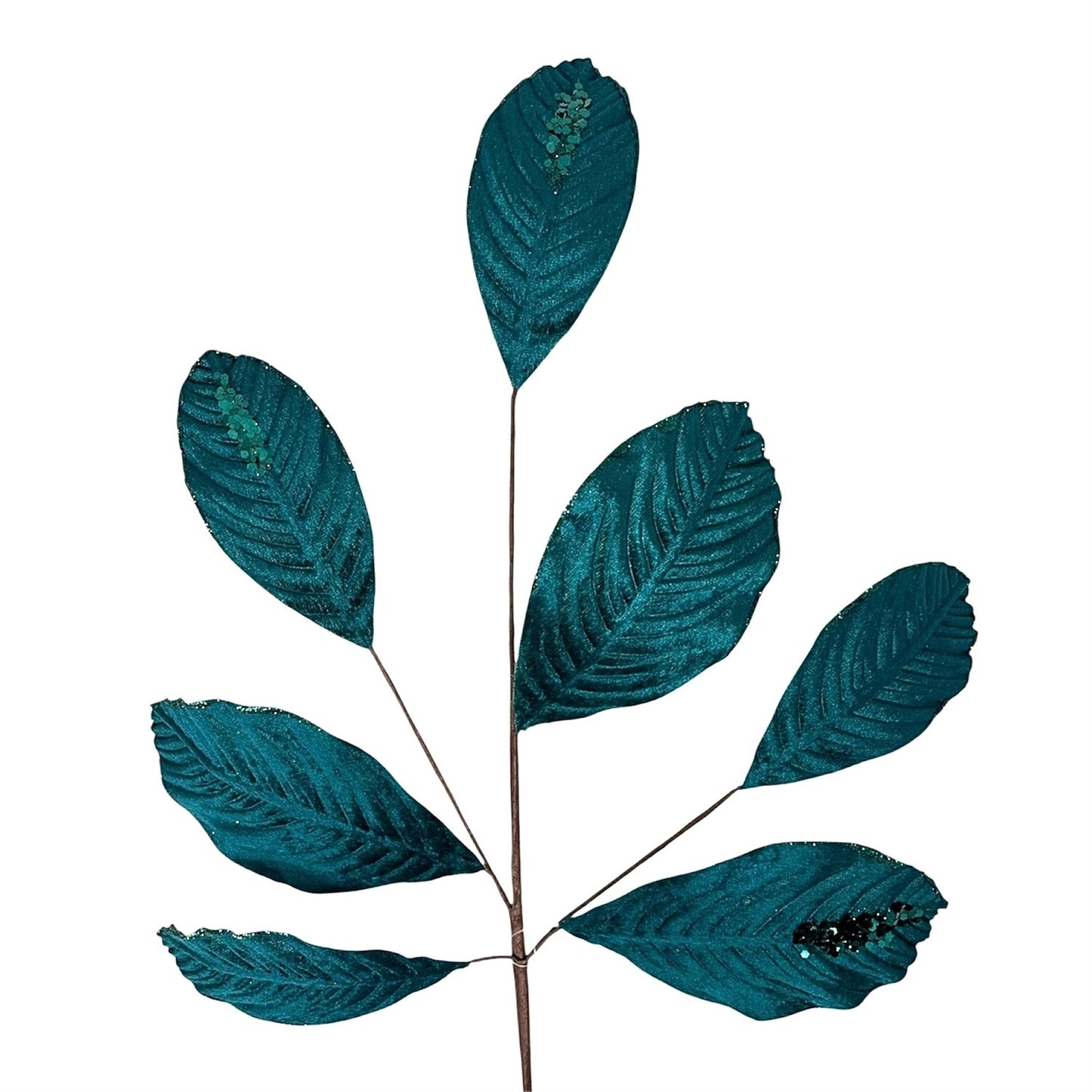 Velvet Magnolia Leaf w/ Sequins 26" - Dark Teal | DB