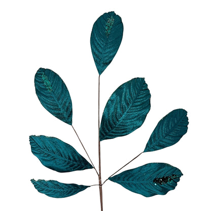 Velvet Magnolia Leaf w/ Sequins 26" - Dark Teal | DB