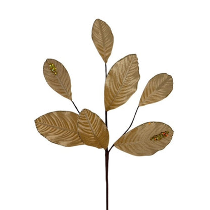 Velvet Magnolia Leaf w/ Sequins 26" - Gold | DB