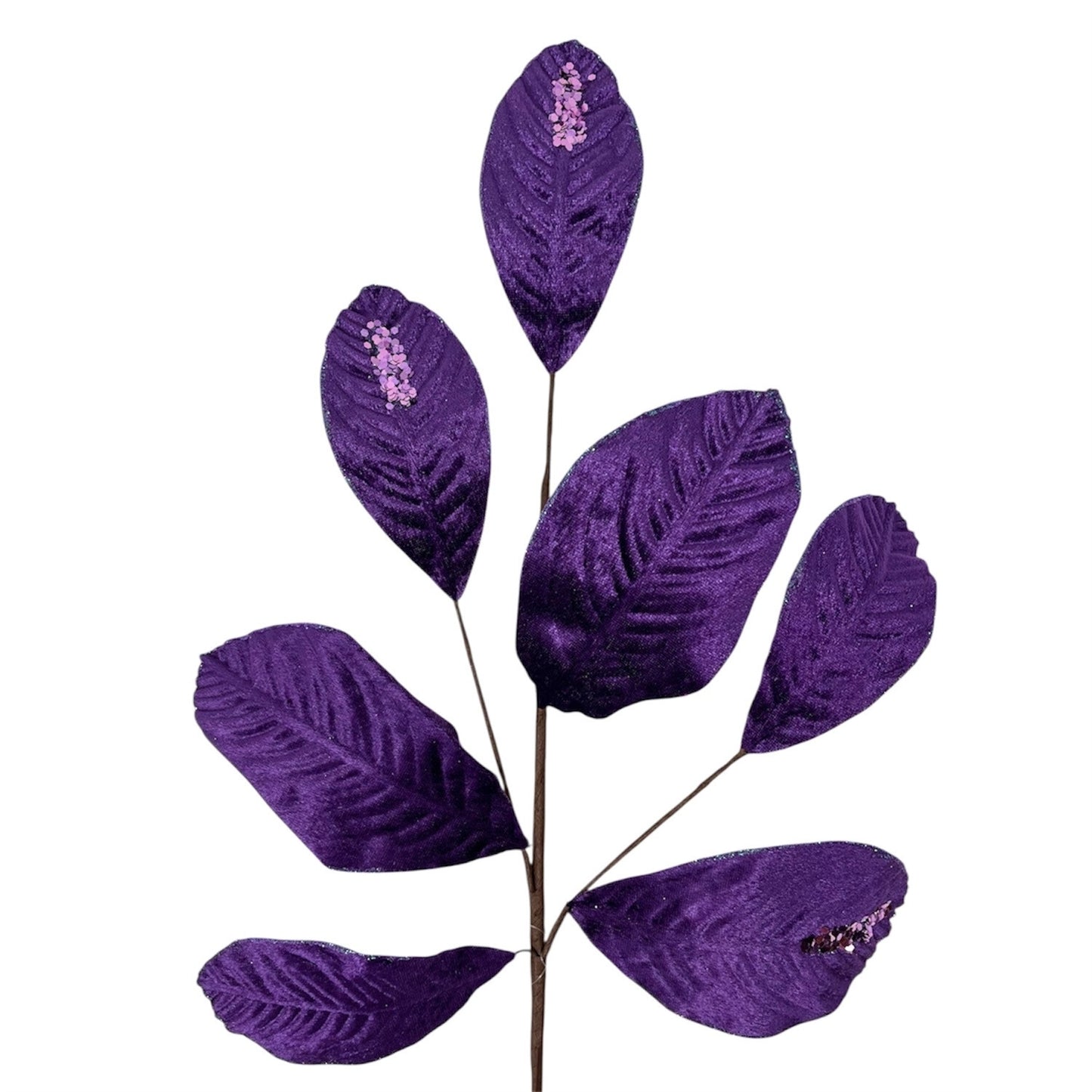 Velvet Magnolia Leaf w/ Sequins 26" - Lavender | DB