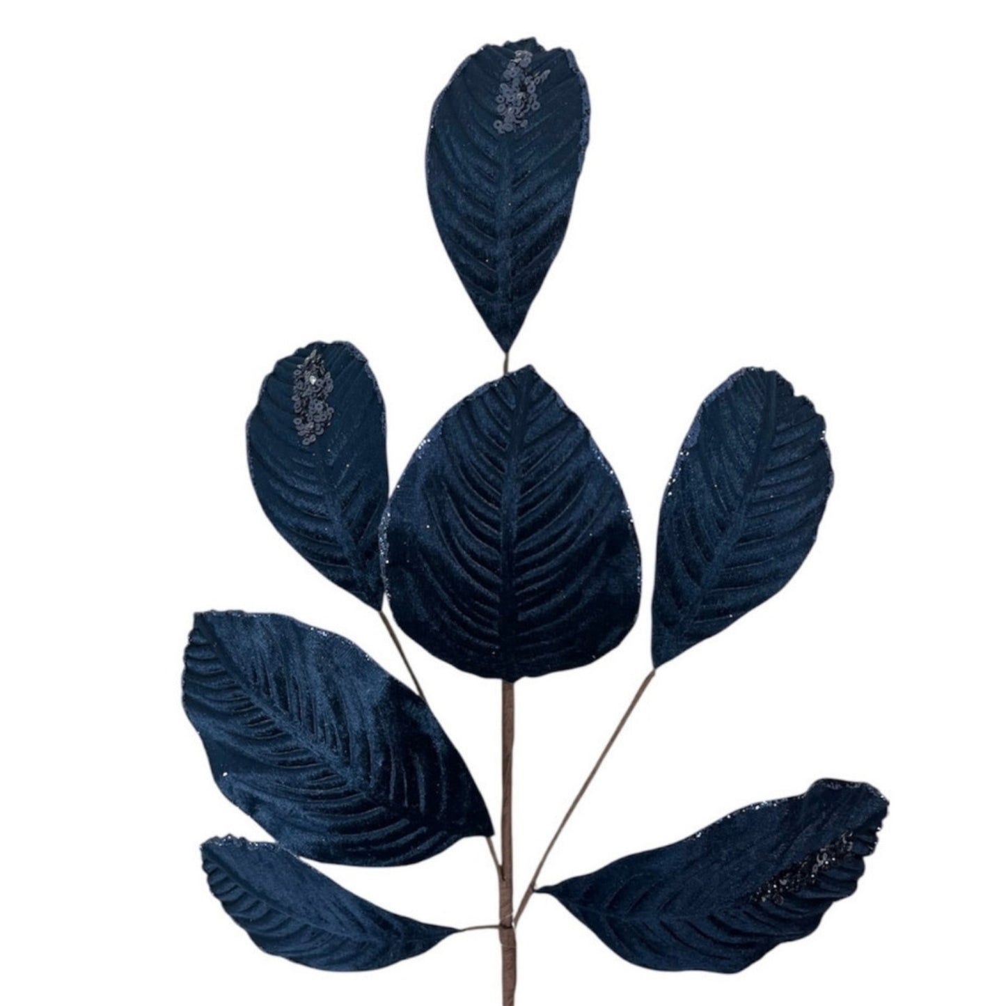 Velvet Magnolia Leaf w/ Sequins 26" - Navy | DB