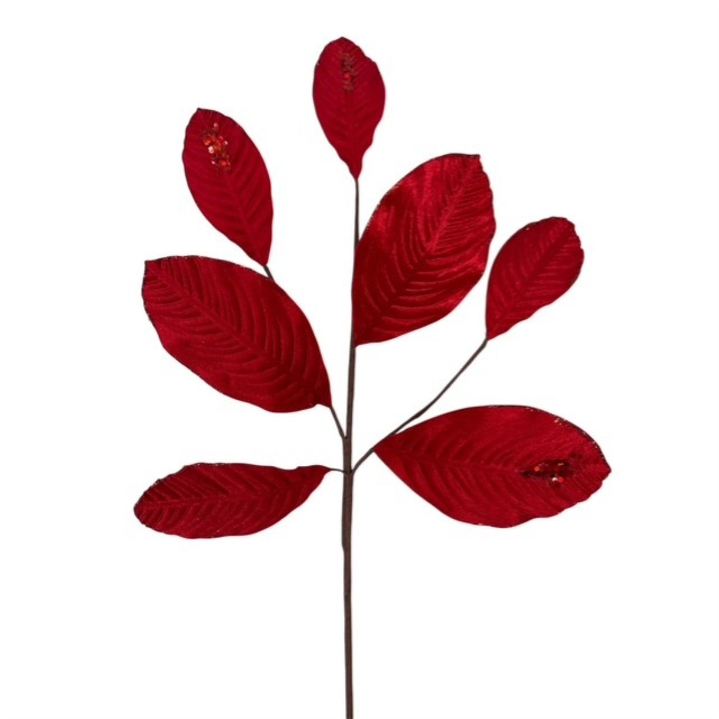 Velvet Magnolia Leaf w/ Sequins 26" - Red | DB