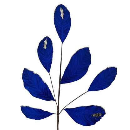 Velvet Magnolia Leaf w/ Sequins 26" - Royal Blue | DB