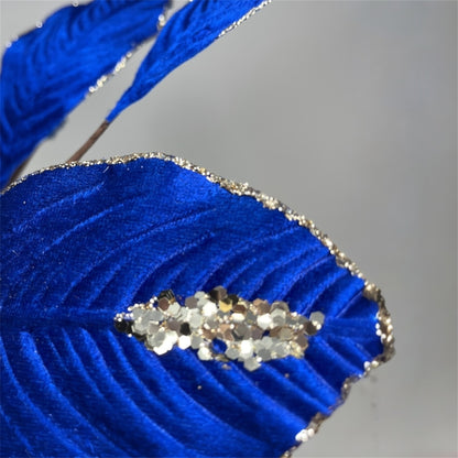 Velvet Magnolia Leaf w/ Sequins 26" - Royal Blue | DB