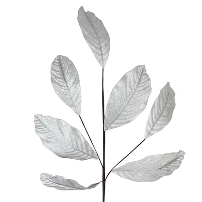 Velvet Magnolia Leaf w/ Sequins 26" - White | DB