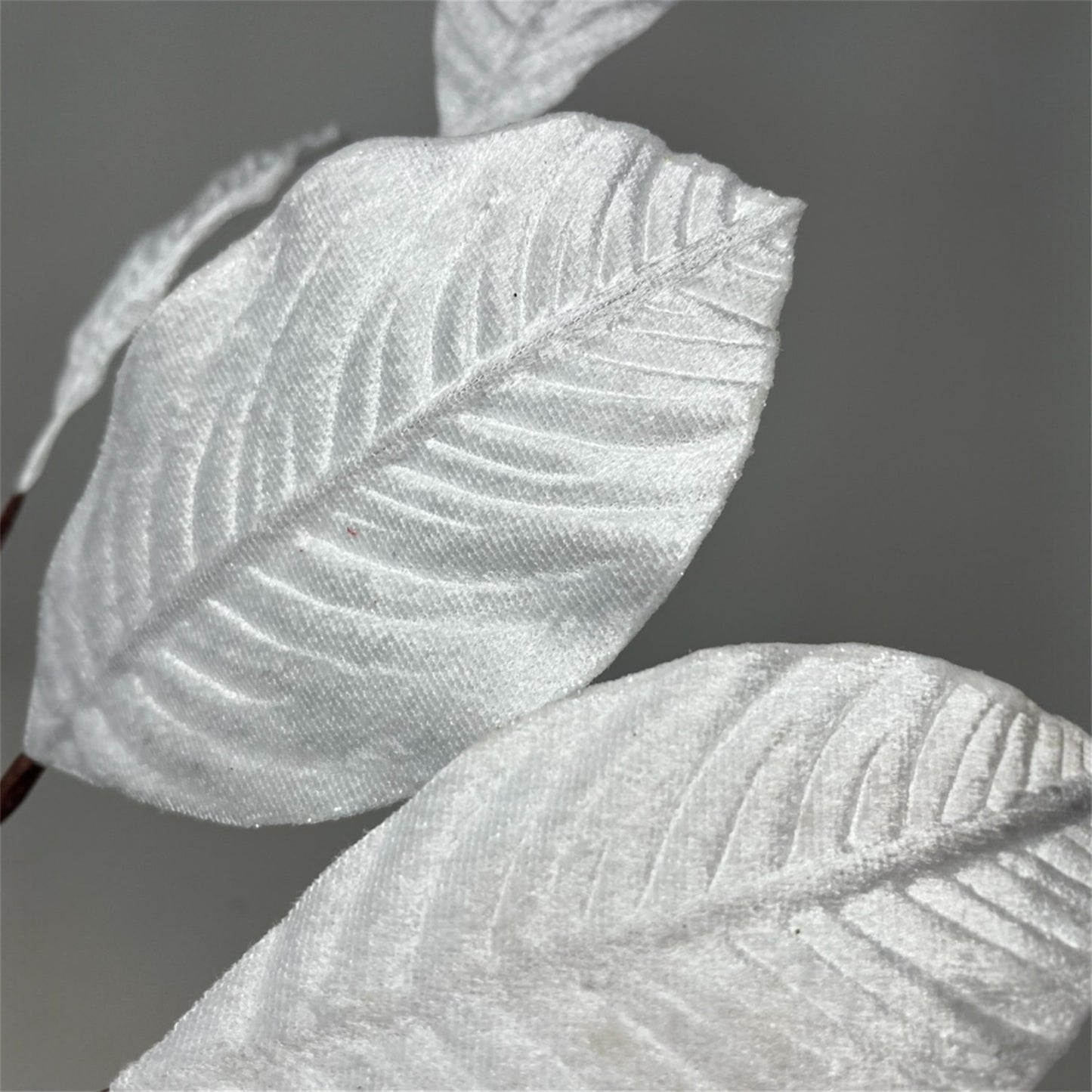 Velvet Magnolia Leaf w/ Sequins 26" - White | DB