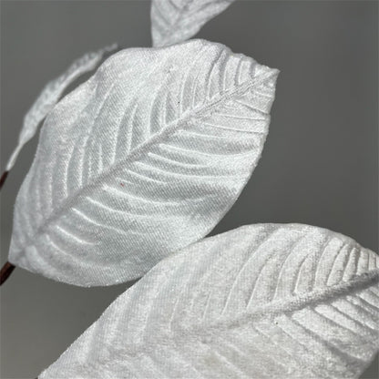 Velvet Magnolia Leaf w/ Sequins 26" - White | DB