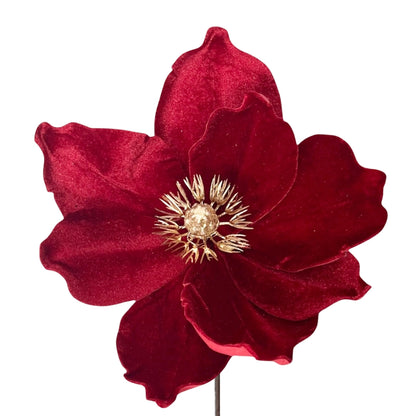 Rich Red Velvet Magnolia w/ Metallic Gold Center Dia:9" | DB