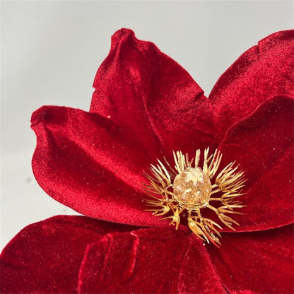 Rich Red Velvet Magnolia w/ Metallic Gold Center Dia:9" | DB