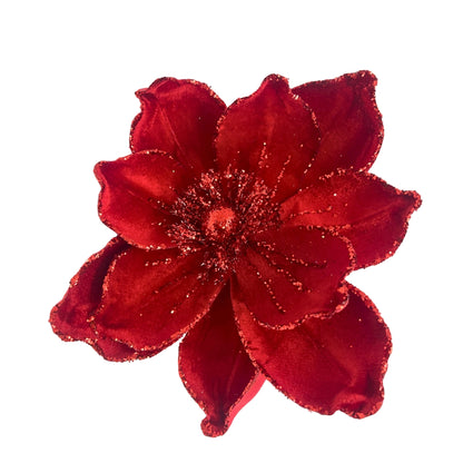 Deep Red Velvet Magnolia Stem 17" | DB