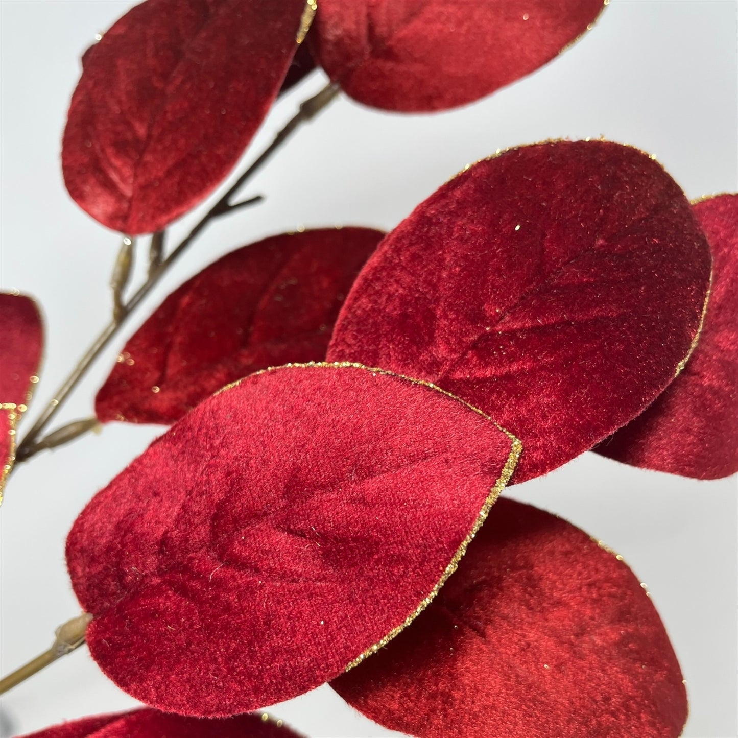 Mini Velvet Magnolia Leaf Spray 23" - Deep Red | TG
