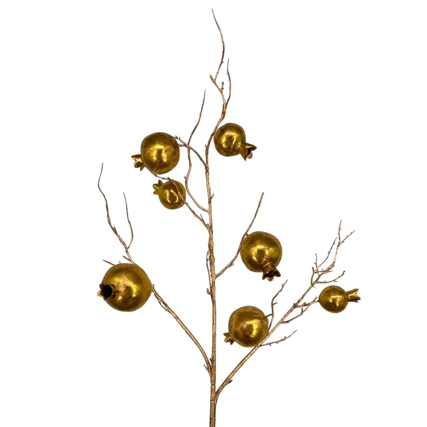 34" Metallic Gold Pomegranate Spray Christmas decoration featuring elegant gold pomegranate accents and a lustrous metallic finish