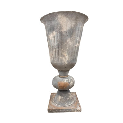 Rustic Antique Grey Wash Urn 24” | AMR