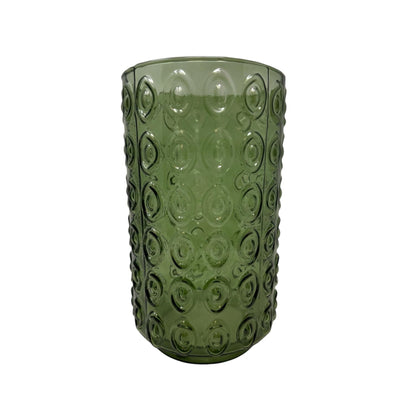 10"H Glass Embossed Cylinder Vase - Green | SB