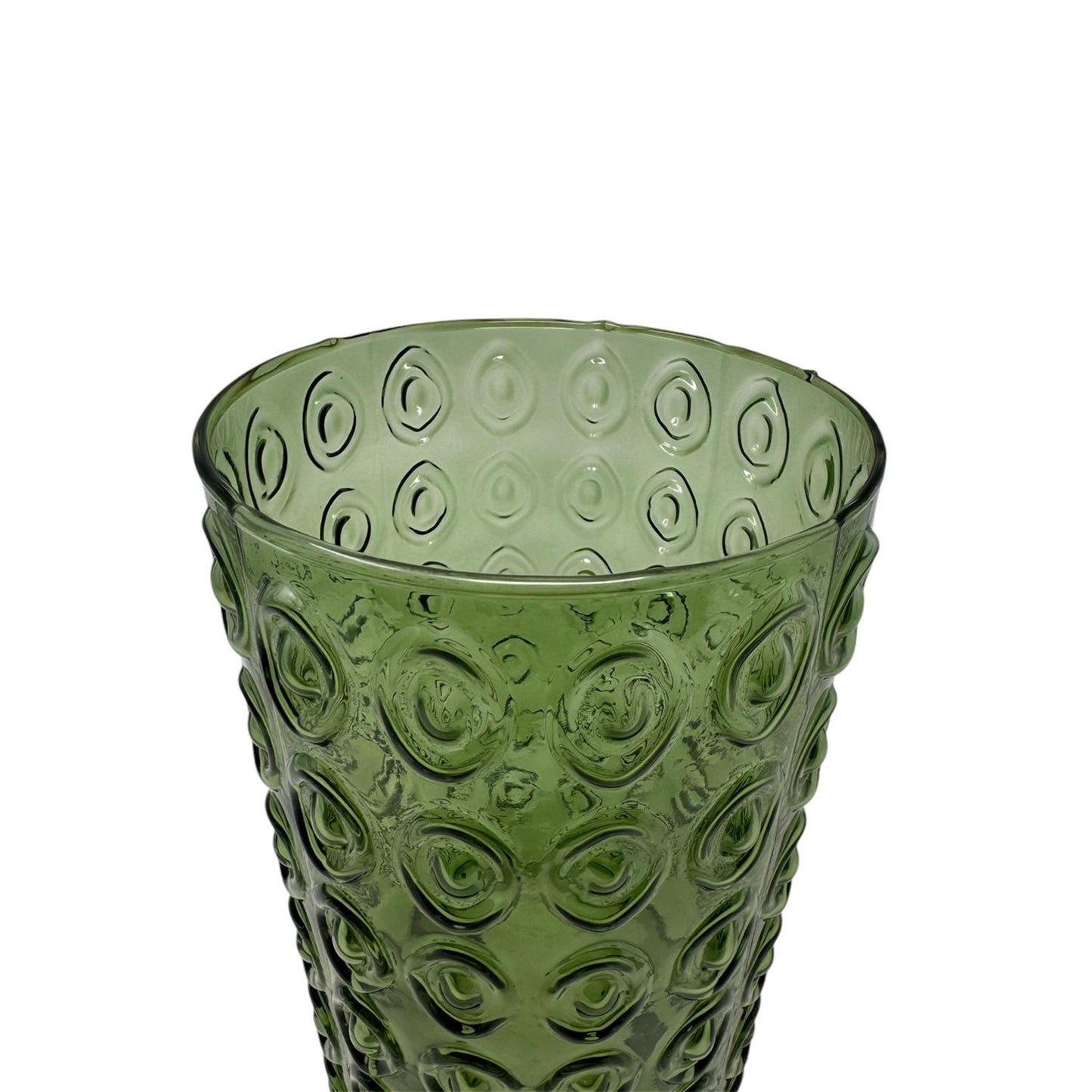 10"H Glass Embossed Cylinder Vase - Green | SB