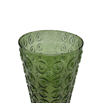10"H Glass Embossed Cylinder Vase - Green | SB