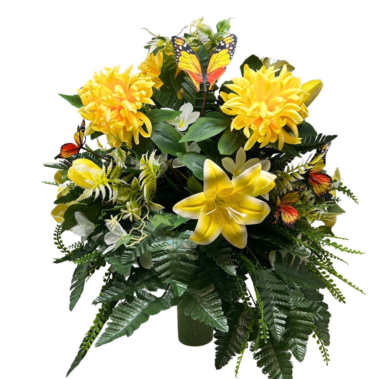 Butterfly Blooms Pre-Made Vase Insert (Yellow/Cream)