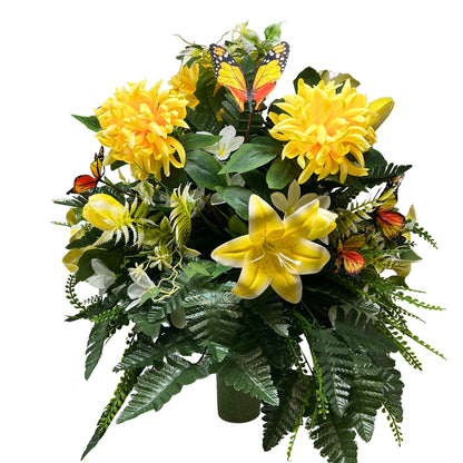 Butterfly Blooms Pre-Made Vase Insert (Yellow/Cream)
